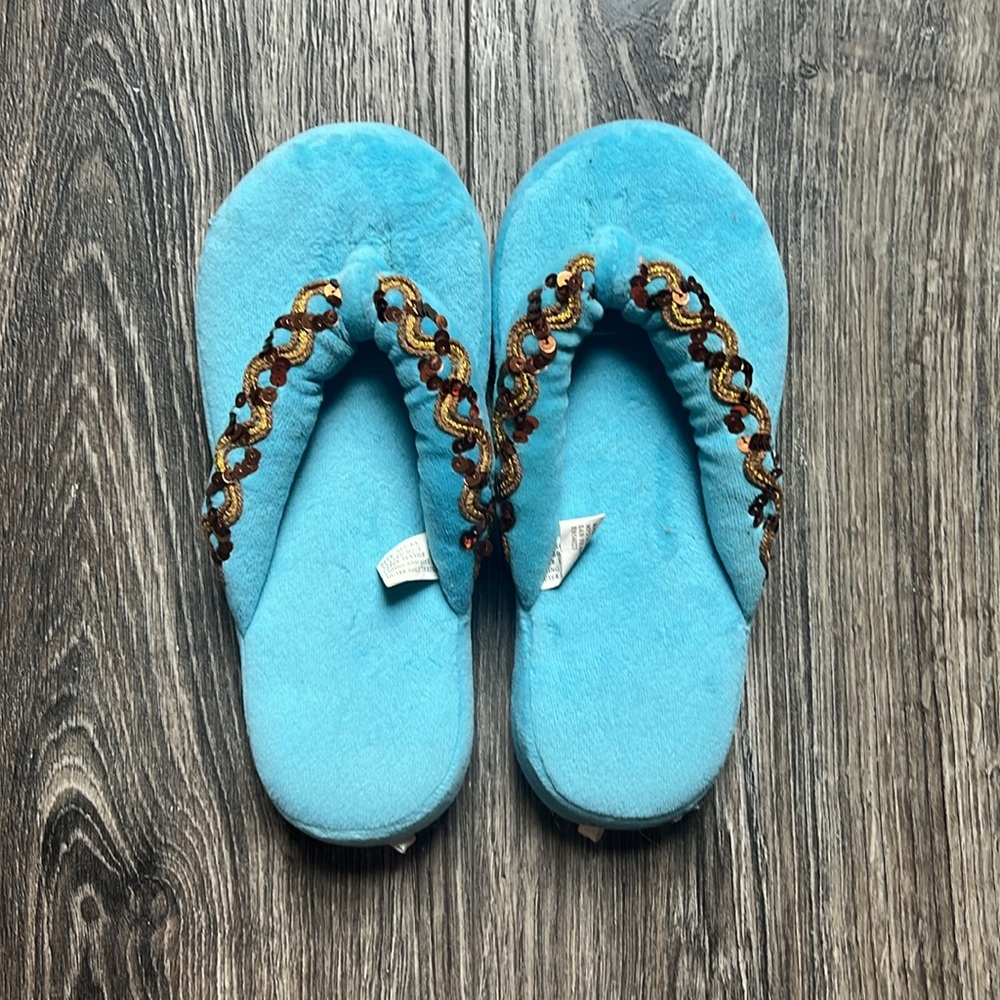Old Navy Blue Sequin Flip Flop Slipper
